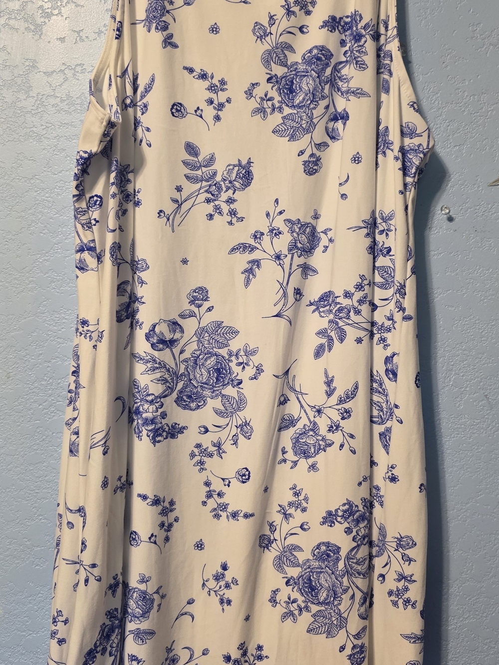Just Be Cream Maxi Dress with Blue Floral Print